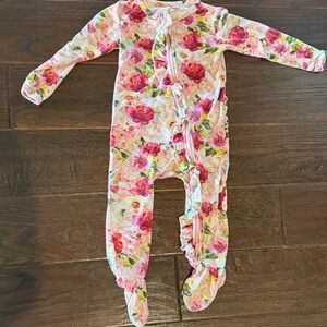 Adorable Posh Peanut footie ruffled zippered one piece